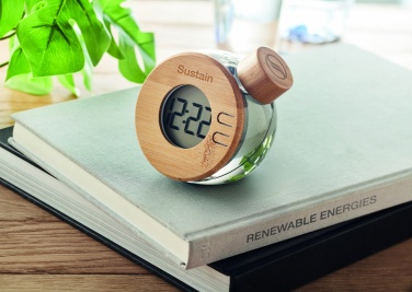 Logo trade promotional merchandise image of: Water powered bamboo LCD clock